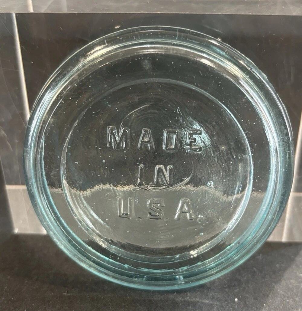Vintage Aqua Glass Fruit Jar Lid Insert MADE IN U.S.A. Canning Jar